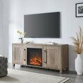 Hudson & Canal 65 in. Chabot Rectangular TV Stand with Log Fireplace Gray Oak TV1432